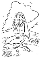 coloriage belle dans le champ de fleurs